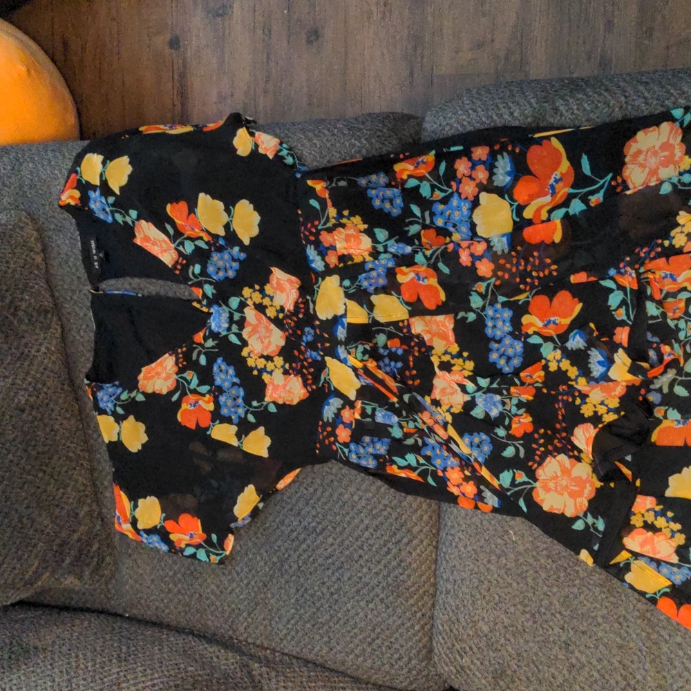 Black floral Romper dress